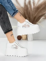Pantofi Sport Dama cu Platforma 6208-29 WHITE | MEI