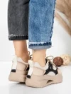 Pantofi Sport Dama din piele naturala 2577 CREAM-BLACK | FRANCO GERARDO
