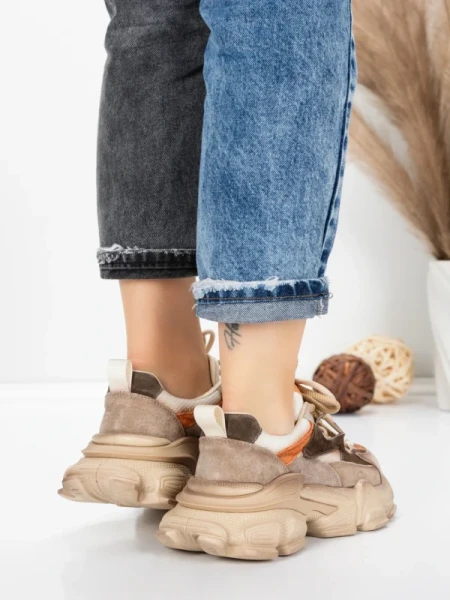 Pantofi Sport Dama din piele naturala HY5798 APRICOT-ORANGE | FRANCO GERARDO