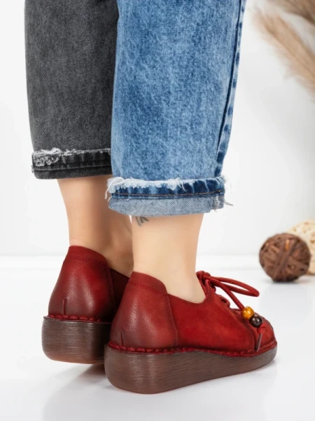Pantofi Casual Dama din piele naturala 2553 RED | FORMATIONE
