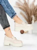 Pantofi Casual Dama din piele naturala 10828 CREAM | FORMATIONE