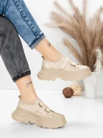 Pantofi Sport Dama din piele naturala 6806 CREAM | ADVANCER