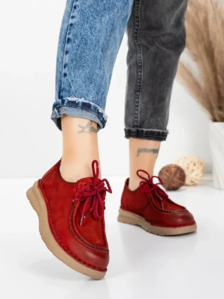 Pantofi Casual Dama din piele naturala 8887 RED | FORMATIONE