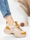 Pantofi Sport Dama din piele naturala 2576 CREAM-YELLOW | ADVANCER