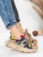 Pantofi Sport Dama din piele naturala HY5782 CREAM-RED | FRANCO GERARDO