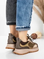 Pantofi Sport Dama din piele naturala 10018 KHAKI | FRANCO GERARDO