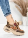 Pantofi Sport Dama din piele naturala HY2128 COFFEE-ORANGE | FRANCO GERARDO