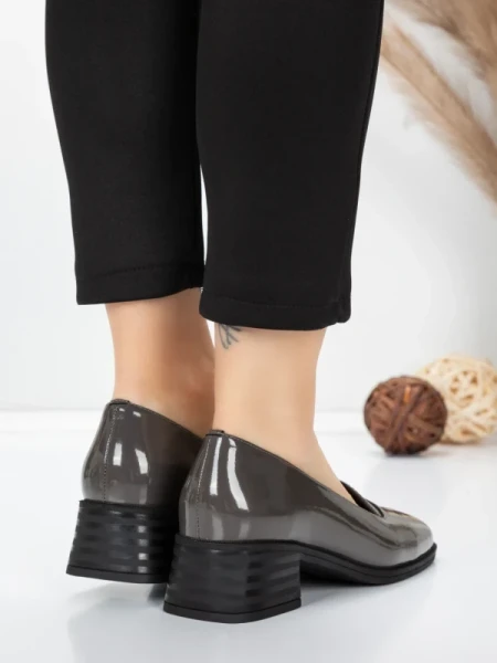 Pantofi cu toc din piele naturala 1355-10 GREY | ADVANCER