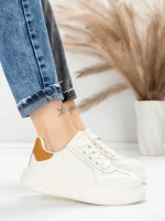Pantofi Sport Dama din piele naturala FP26309 WHITE-APRICOT | ADVANCER