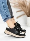 Pantofi Sport Dama din piele naturala 572305 BLACK-CREAM | FRANCO GERARDO