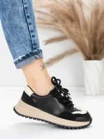 Pantofi Sport Dama din piele naturala 572305 BLACK-CREAM | FRANCO GERARDO
