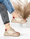 Pantofi Sport Dama din piele naturala 572305 CREAM-RED | FRANCO GERARDO