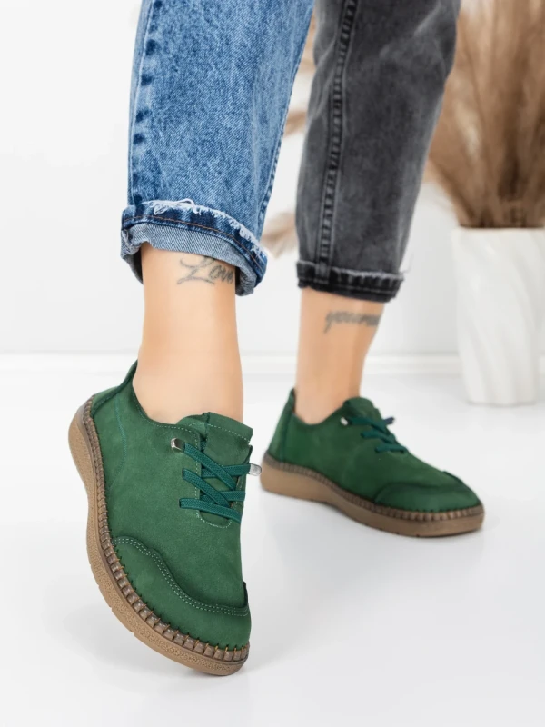 Pantofi Casual Dama din piele naturala 8736 GREEN | FORMAZIONE