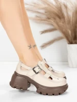 Pantofi Casual Dama din piele naturala 23282 CREAM | ADVANCER