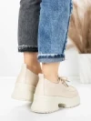 Pantofi Casual Dama din piele naturala 10829 CREAM | FORMAZIONE