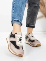 Pantofi Sport Dama din piele naturala KM9218 BLACK-CREAM | ADVANCER