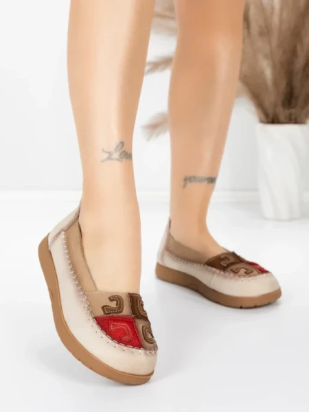 Balerini Dama din piele naturala KM5315 KHAKI | ADVANCER