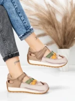 Pantofi Sport Dama din piele naturala KM9207 KHAKI | ADVANCER