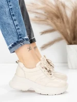 Pantofi Sport Dama din piele naturala 10785 CREAM | FRANCO GERARDO
