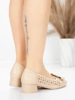 Pantofi cu toc din piele naturala 25876-13 APRICOT | ADVANCER