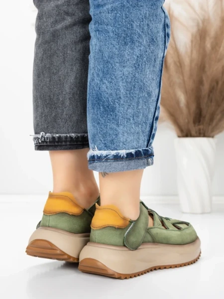 Pantofi Sport Dama din piele naturala KM8882 GREEN | ADVANCER