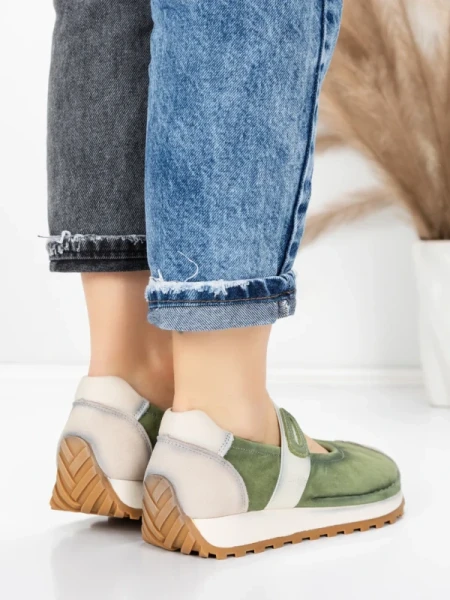 Pantofi Casual Dama din piele naturala KM9205 GREEN | ADVANCER