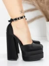 Pantofi cu Toc gros si Platforma 2SY12 BLACK | MEI