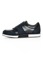 Pantofi Casual Barbati din piele naturala 528-77 BLUE-BLACK | ADVANCER