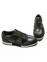 Pantofi Casual Barbati din piele naturala 528-77 GREEN-BLACK | ADVANCER