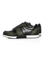 Pantofi Casual Barbati din piele naturala 528-77 GREEN-BLACK | ADVANCER