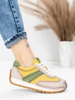 Pantofi Sport Dama din piele naturala KM9218 YELLOW-GREEN | ADVANCER