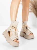 Sandale Dama din piele naturala 19685 CREAM | ADVANCER