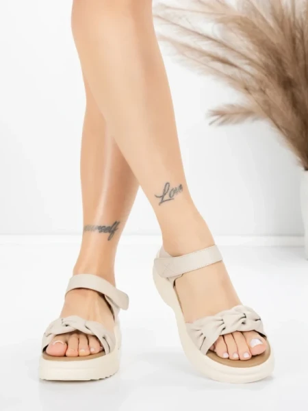 Sandale Dama din piele naturala 2562 CREAM | ADVANCER
