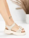 Sandale Dama din piele naturala 2562 CREAM | ADVANCER