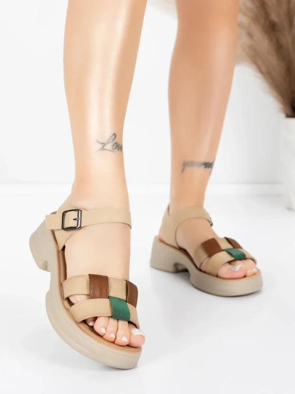 Sandale Dama din piele naturala 251077 APRICOT-ORANGE | ADVANCER