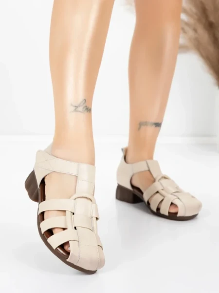 Sandale Dama din piele naturala 7983 CREAM | ADVANCER