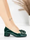 Pantofi cu toc din piele naturala 1011-1062 GREEN | FORMAZIONE