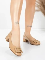 Pantofi cu toc din piele naturala 1011-1062 APRICOT | FORMAZIONE