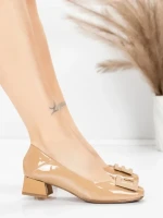 Pantofi cu toc din piele naturala 1011-1062 APRICOT | FORMAZIONE