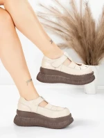 Pantofi Casual Dama din piele naturala 58588 CREAM | ADVANCER