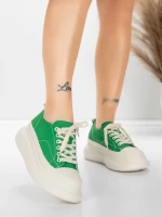 Természetes bőrből készült női sportcipő 227802 Zöld |... » MeiMall.hu