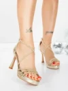 Sandale Dama cu Toc Subtire 5LO9 LIGHT GOLD | MEI
