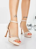 Sandale Dama cu Toc Subtire 5LO10 LIGHT BEIGE | MEI