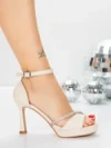Sandale Dama cu Toc Subtire 5LO10 LIGHT BEIGE | MEI