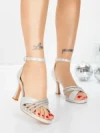 Sandale Dama cu Toc Subtire 5LO12 SILVER | MEI