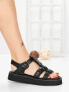 Sandale Dama cu Talpa Joasa 5SY32 BLACK | MEI