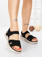 Sandale Dama cu Talpa Joasa 5GS28 BLACK | MEI