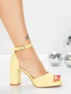 Sandale Dama cu Toc Gros 5BD31 YELLOW | MEI