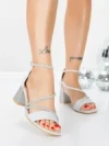 Sandale Dama cu Toc Gros 5JD9 SILVER | MEI