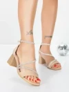 Sandale Dama cu Toc Gros 5JD9 LIGHT GOLD | MEI
